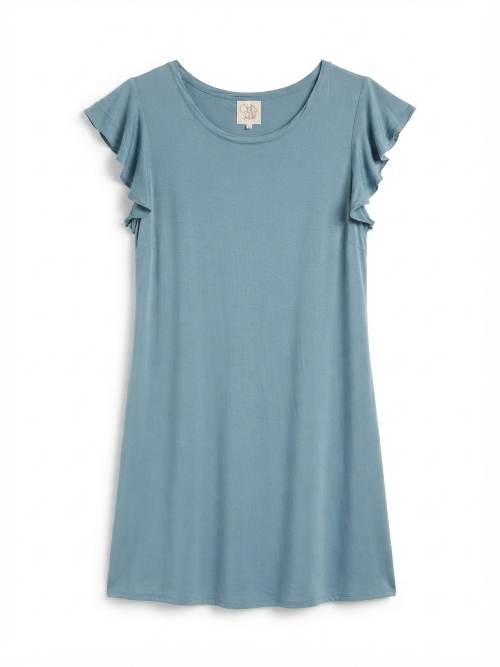 NWT• Chaser Blue Teal Ruffle Sleeve Dress Soft Luxe Viscose Modal Lounge Small